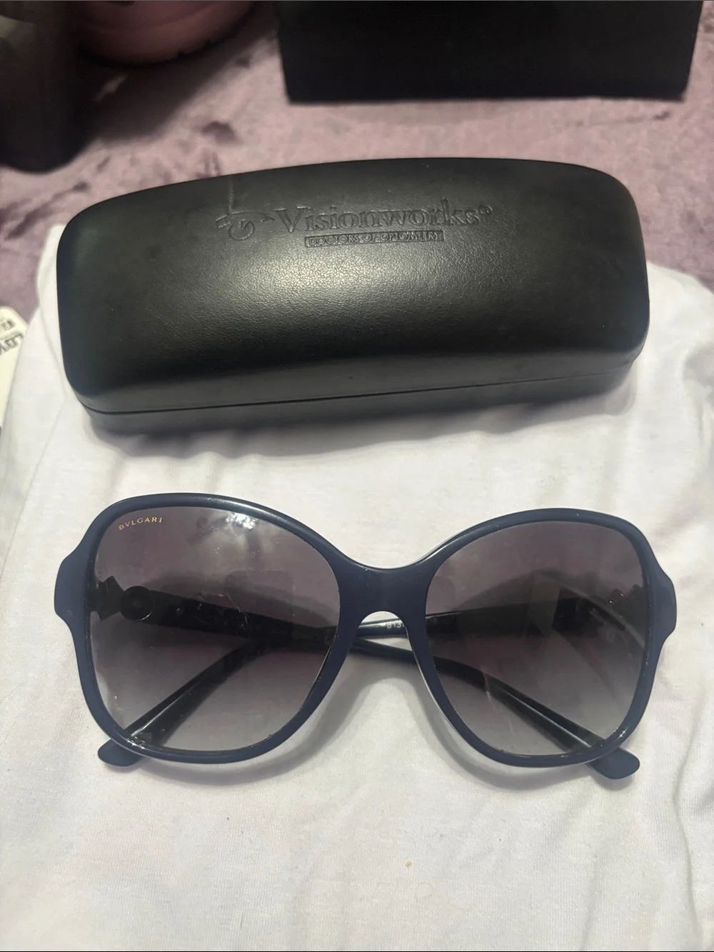 Bulgari Women's Dark Navy Rounded Oversized Sunglasses